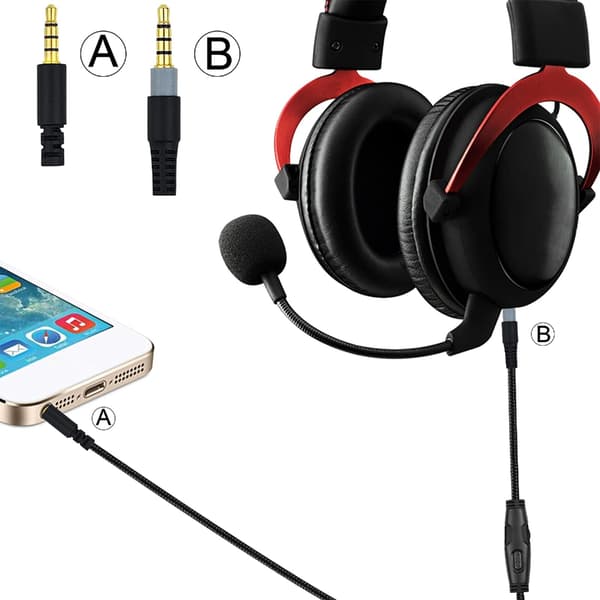 Förlängningssladd för headset Audio Aux-kabel för HyperX Cloud Gaming Headset Ersättningskabel Pålitlig prestanda Kvalitet null - With switch