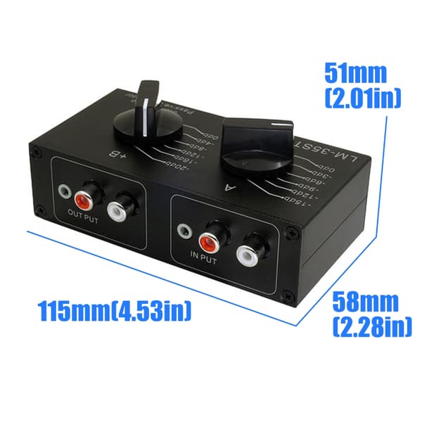 Passiv lydniveauregulator Stereo Attenuator 6-positions omskiftelig indstilling