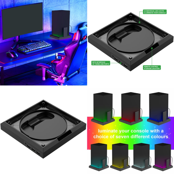 LED-ljusstativ för XboxSeries X/S RGB-ljusstativ med 3 USB portar