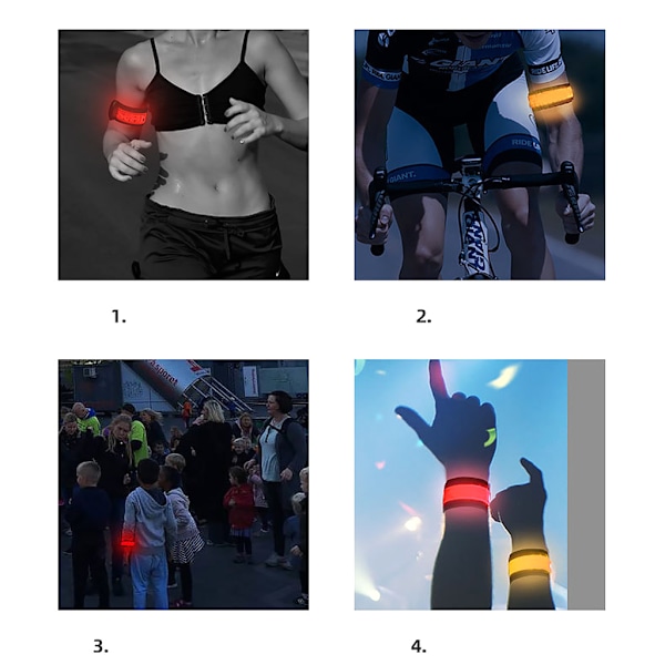 LED Självlysande Nattlöpningsarmband Belysning Slap Armband Uppladdningsbart Glödarmband White
