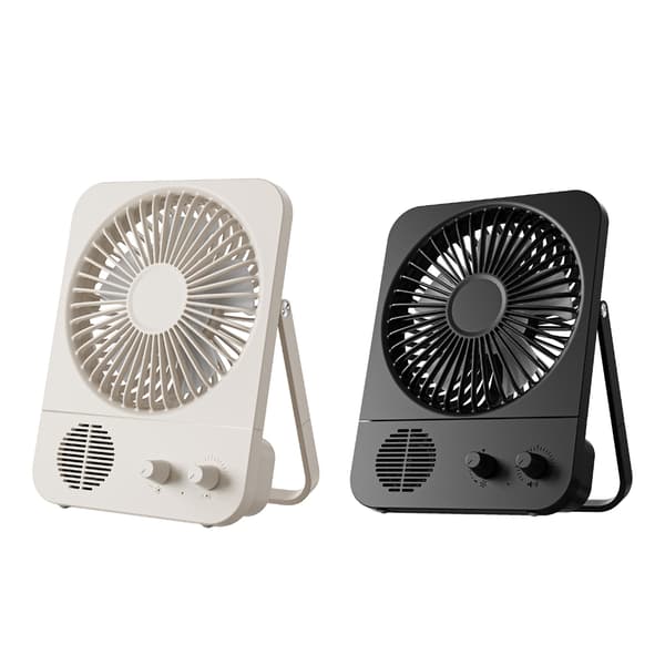 Bærbar Lille Ventilator Trådløst Kompatibelt Lydsystem Par 2000mAh Genopladeligt Batteri White
