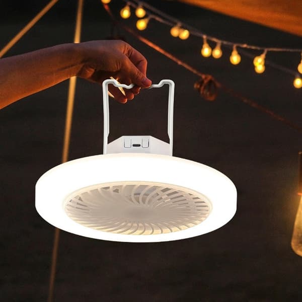 9-tommer USB Genopladelig Campingventilator Med 3 Hastighedsindstillinger Og 3 Farvelys Til Indendørs Udendørs Brug null - 3000mah