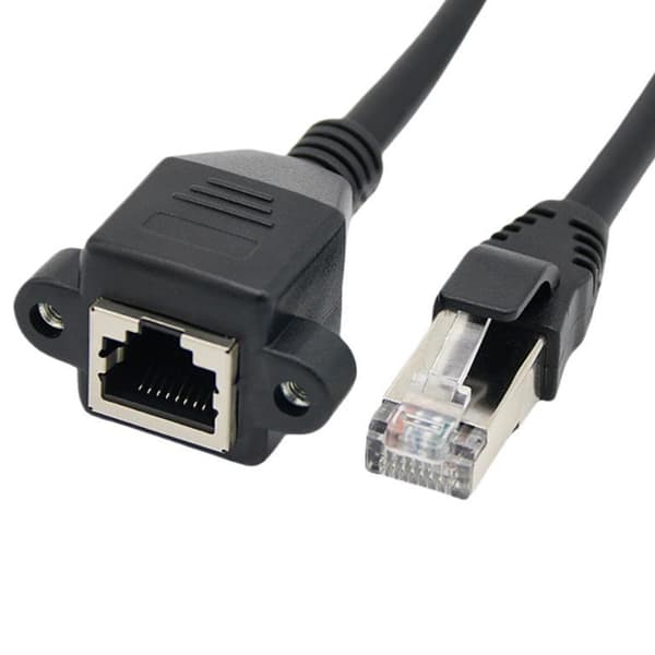 CAT6 RJ45 Kabel Han Til Hun Skrue Panelmontering Ethernet Netværksforlængerkabel Til Industriel Chassis Computer 0.3 m