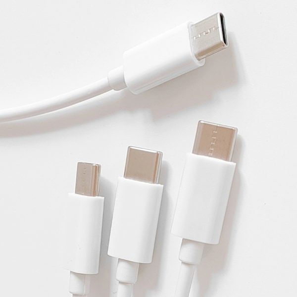 3 i 1 USB Typ C Kabel För Mobiltelefontillbehör Laddning USB C Kabel White