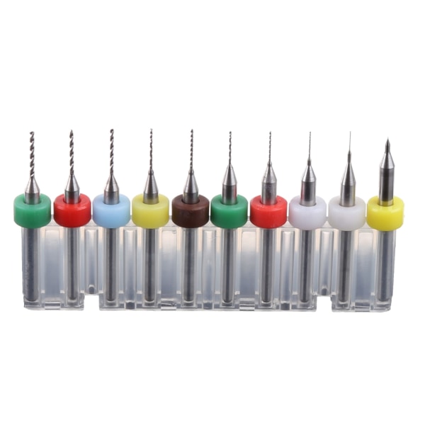 10 st 0,1 mm till 1,0 mm PCB-tryckta kretskortskarbidmikroborrbitar Set Verktyg