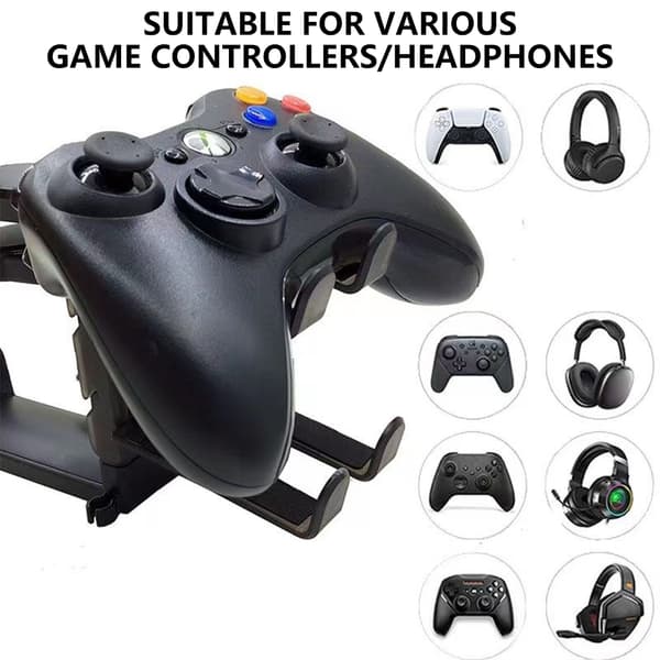 Headset Stativ Hovedtelefonholder Klemme Controller Roterende Krog til Skriveborde Black