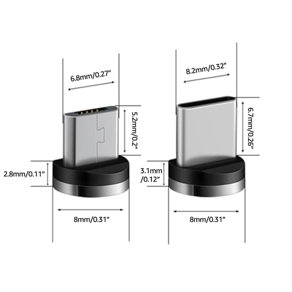 Magnetisk Laddaradapter Skyddar Mot Damm och Smuts Typ C Micro USB Ask-Säker C