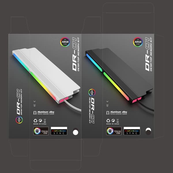 Metalkøleplade til DDR5 RAMs Desktop Hukommelse med ARGB Belysningsfunktion Black