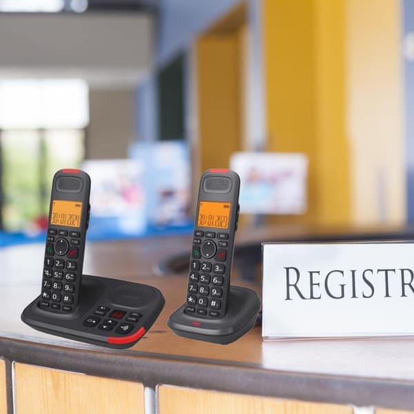 DECT trådløs telefon utvidbar med 2 håndsett for flere rom US regulations