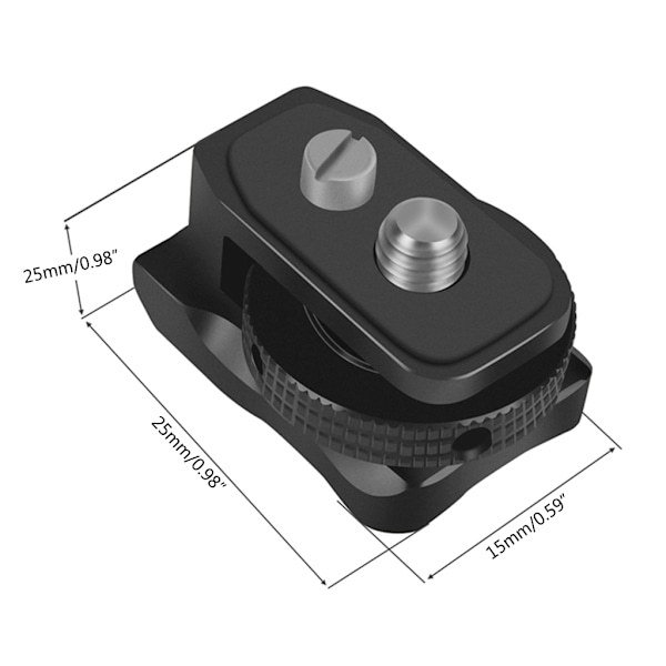 1 st Cold Shoe Mount Adapter Bas 1/4\" Monteringsskruv för DSLR-kamerabur Rig Blixtlampa Mikrofonfäste Stativ Legering