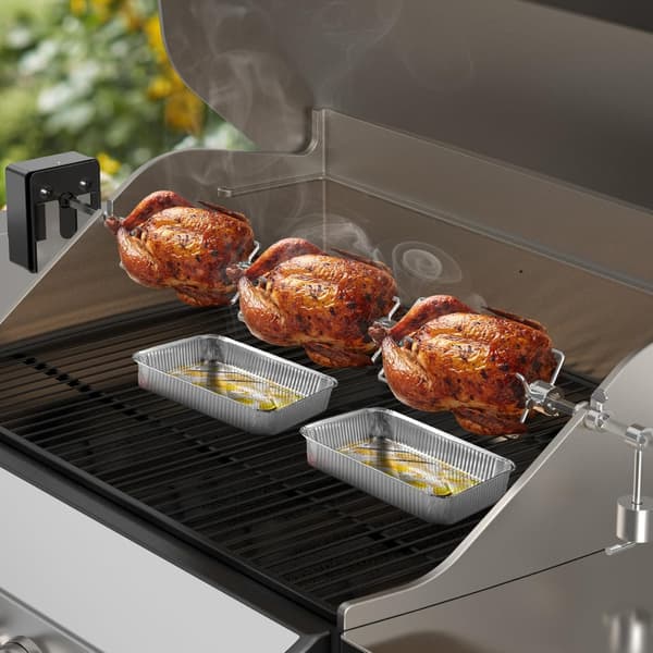 Kraftig grillgaffel i rustfrit stål med 8 tænder til udendørs grillning og rotisseri 1 pack
