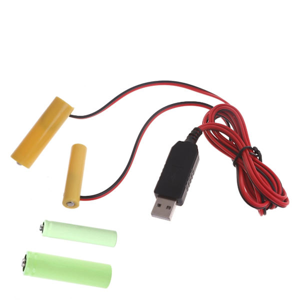 USB En-till-Två AA+AAA Batteri Elimineringskabel 3V Kontinuerlig Strömförsörjningslösning USB Strömförsörjningsadapterkabel för Hygrotermometer