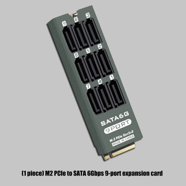 9-ports SATA3.0 6Gbps udvidelseskort til M.2 PCIe-forbindelse til datacentre