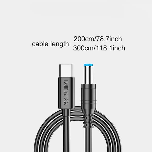 200/300cm USB C PD til 12V 5.5x2.5mm strømkabel til router bærbar LED-lampe printer notebook computer 2m 9V