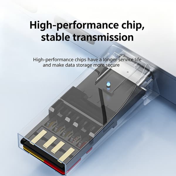 Snabb Hastighet Legering Typ C USB A Kortläsare Stöder TF Microed Kort upp till 2TB Silver