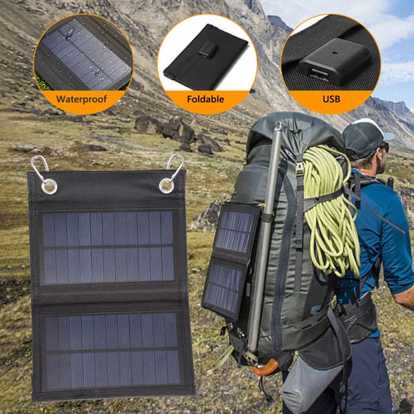 Solpaneloplader 10W Soloplader Sammenfoldeligt Solpanel til Udendørs Camping