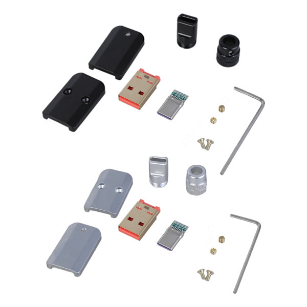 Skruemonteringstype USB 2.0 Type C hannpluggkontakt DIY Støtte 65W lading Black