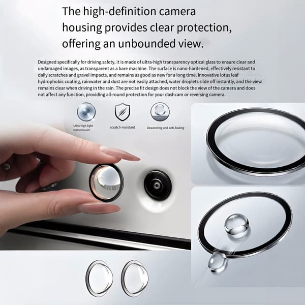 10 stk. optisk glas klare 360 graders linsedæksler ridsefaste til køretøjer null - Boxed