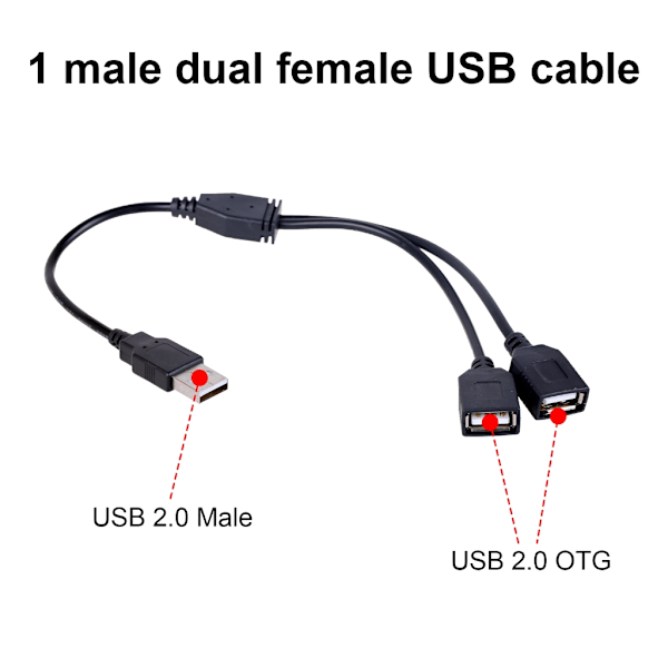 Flexibel USB Y-splitterkabel USB-laddningskabel Ej för dataöverföring White
