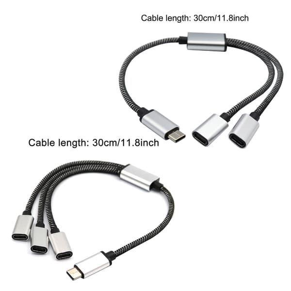 Erstatning USB C Hann til 3 USB C Hunn Splitter Skjøteadapter 30cm null - One for two