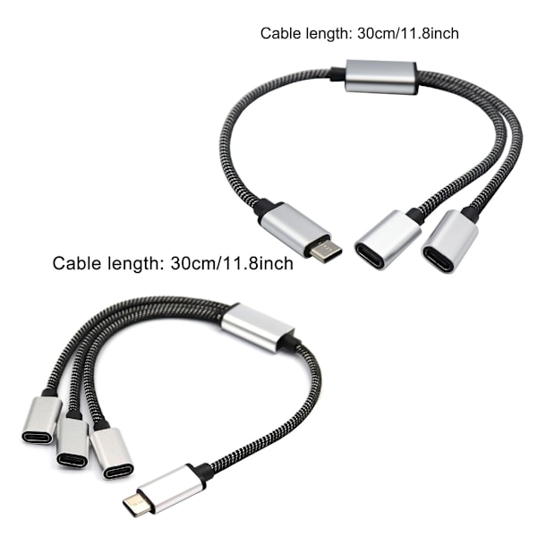 Udskiftnings USB C Han til 3 USB C Hun Splitter Forlænger Adapter 30 cm null - One for three