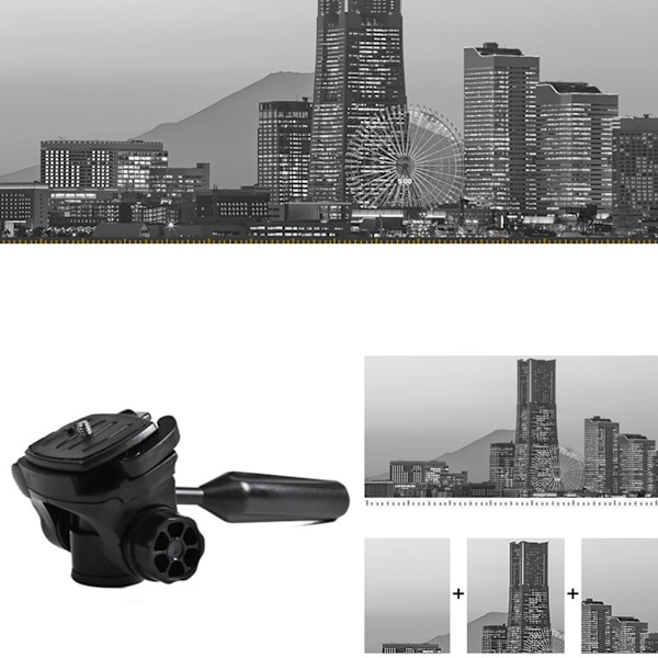 Tripodpanna för Huvud, 360° Rotation 90° Lutning 3-dimensionell Tripod för Huvudmontering med 3/8\" Gänga 1/4\" Skruv för Tripod M