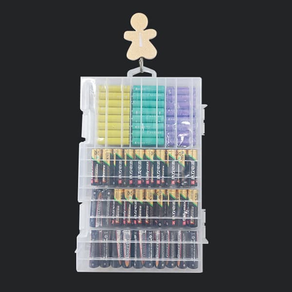 Batteriopbevaringsboks til 60 AA 40 3A Batterier Container Letvægtsdesign