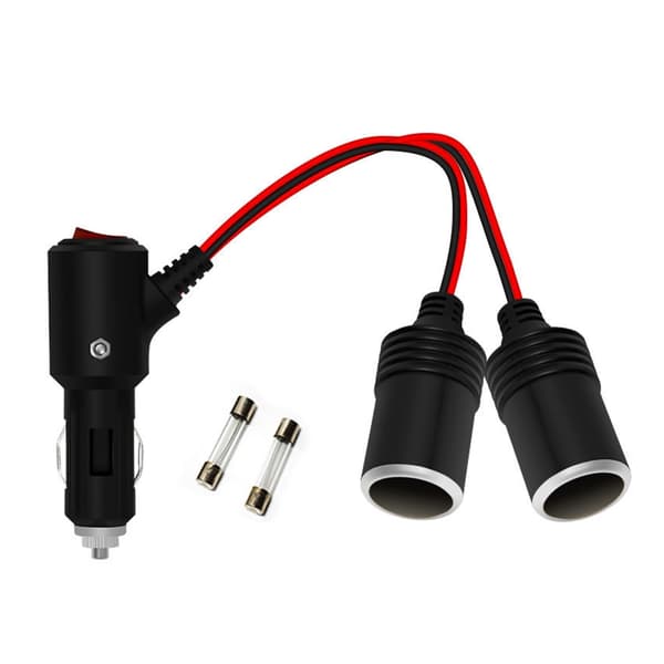 Højtydende bil lighter splitter dobbeltstik med afbryder til rejser 5cm