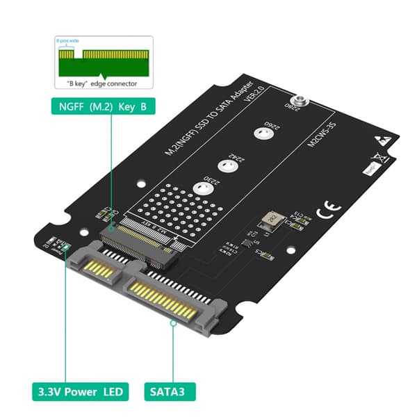 M.2 Key B til 2.5in SATA3.0 Adaptere til SSD'er til SATA3.0 Konvertere Adaptere