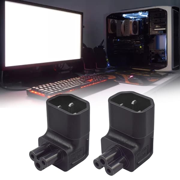 IEC320 C14 til C5 Strømstik Han til Hun Strømstik Adapter 10A 250V Bend down
