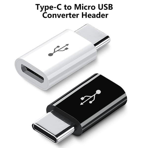 Opladningskonvertere til tablets Headsets Micro USB Hun til USB C Han Adapter White