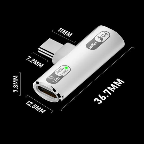 USB C til hodetelefonadapter PD100W lading multifunksjon for telefon 15 Grey