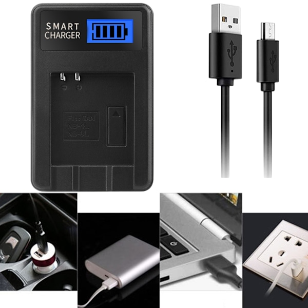 Praktisk NB4L LCD-skärm USB-laddare för 50 55 60 65 80 Kamerabatterier