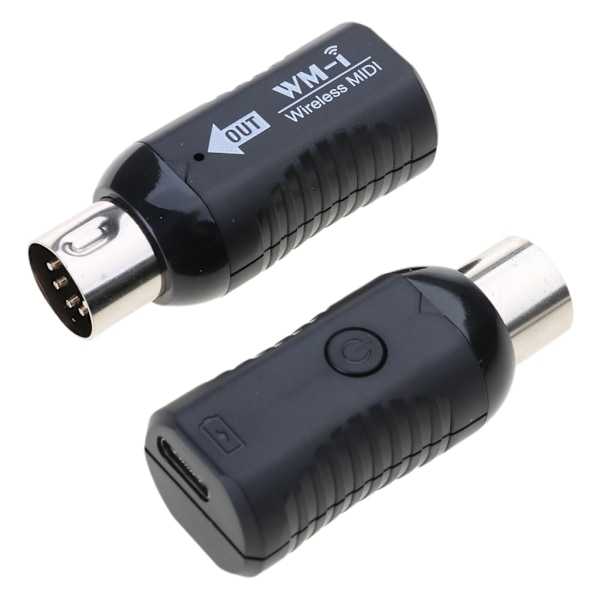 5-PIN Trådlös MIDI-adapter med låg latens MIDI Gitarrsystem Mottagare Sändare Black