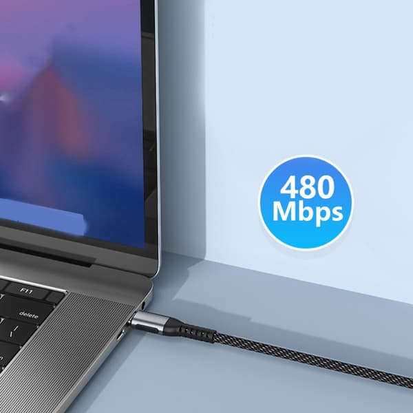 Hurtigopladningskabel 100W USB C til USB C datakabel 480Mbps dataoverførsel 1m