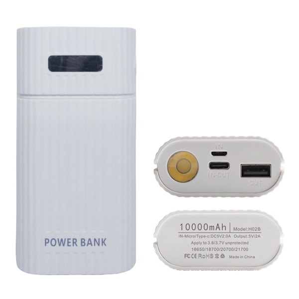 DIY Power Bank Kit Box för Fodral 18650 Batteriladdaradapter med LED-Ficklampa Black