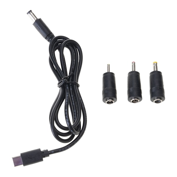 Universal DC Strømadaptersett, USB C til DC 5.5x2.1mm Kabel Strømforsyningsplugg