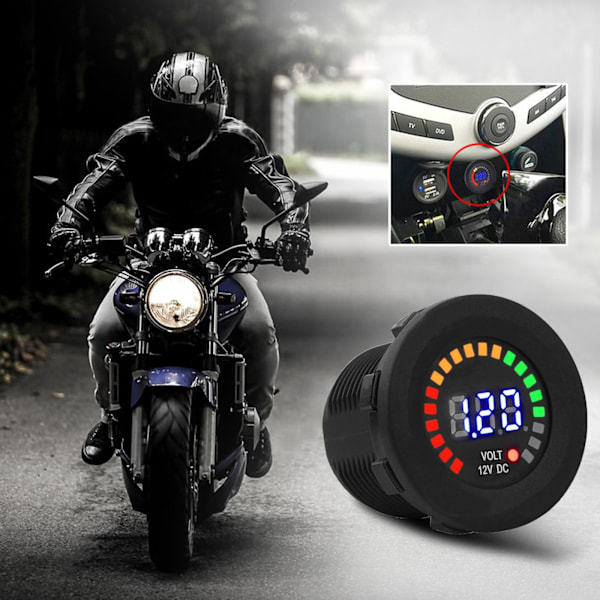 Digital Voltmeter Universal Spänningspanelmätare för Bil Motorcykel Enkel Montering