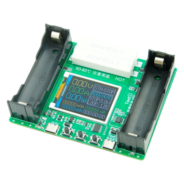 18650 LCD-skärm Batterikapacitet Testare Modul - Digital Checkered Lastanalysator