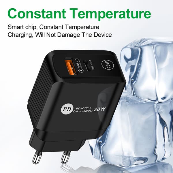 20W Quick Charge 3.0 USB Type C PD Oplader til 12 Pro Max USB C White UK