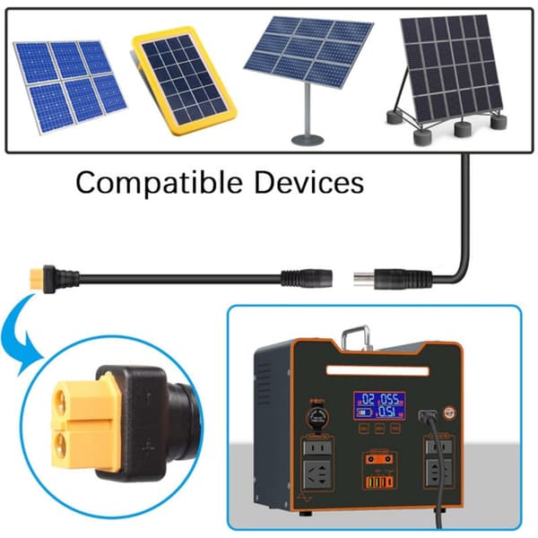 Kobber XT60 til DC8020 8mm Adapterkabel for Strømoverføring 15cm Svart null - XT60B