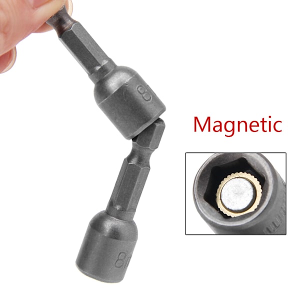 10 st Magnetiska Mutterdrivrarsats 8mm 5/16\" Hylsadapter Hex Borrbit
