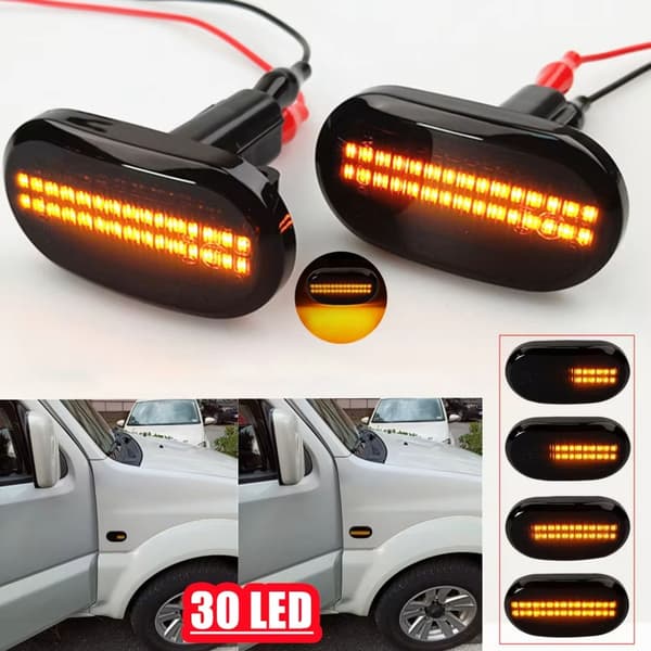 Høy synlighet røkte blinklys med avansert LED-belysning Direkte passform Dynamiske LED-lys for Jimny 1999 til 2019 Transparent shell