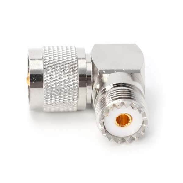 UHF PL259 Hanplugg till SO239 Honkontakt 90 Grader Vinkel RF Adapter