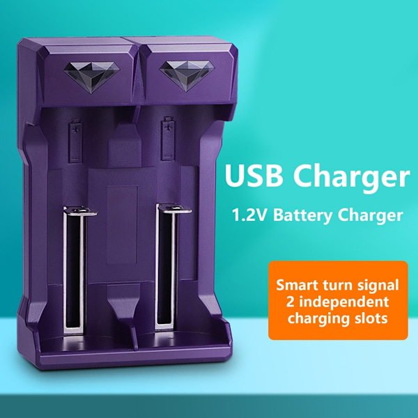 Pålitlig USB-laddare för 1.2V 2A/3A Batterier med LED-display i Realtid