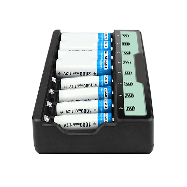 Snabbladdare Avancerad 8-slots Batteriladdare Passar för AAA AA Batterier