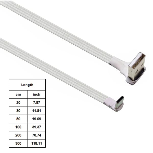 20-300 cm fladt USB 2.0 til Type C opladerkabel 6 længder til flere enheder 2m - AMUP CMST