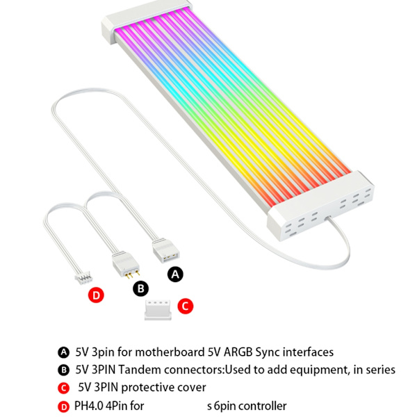 Nem Installation 8-Pin ARGB GPU Kabel Bløde Lysstriber Til Computerkabinet null - AL200 3x8Pin