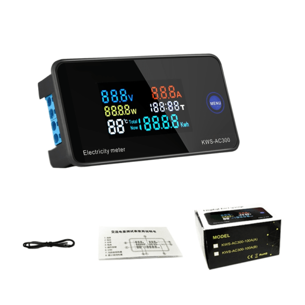 AC LCD-skärm Digital multimeter Amperemeter Voltmeter Ström Spänning Power Energi 10A