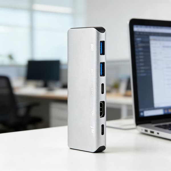 Aluminium 5-i-1 USB C-hub til hurtig strømforsyning og problemfri skærmdeling